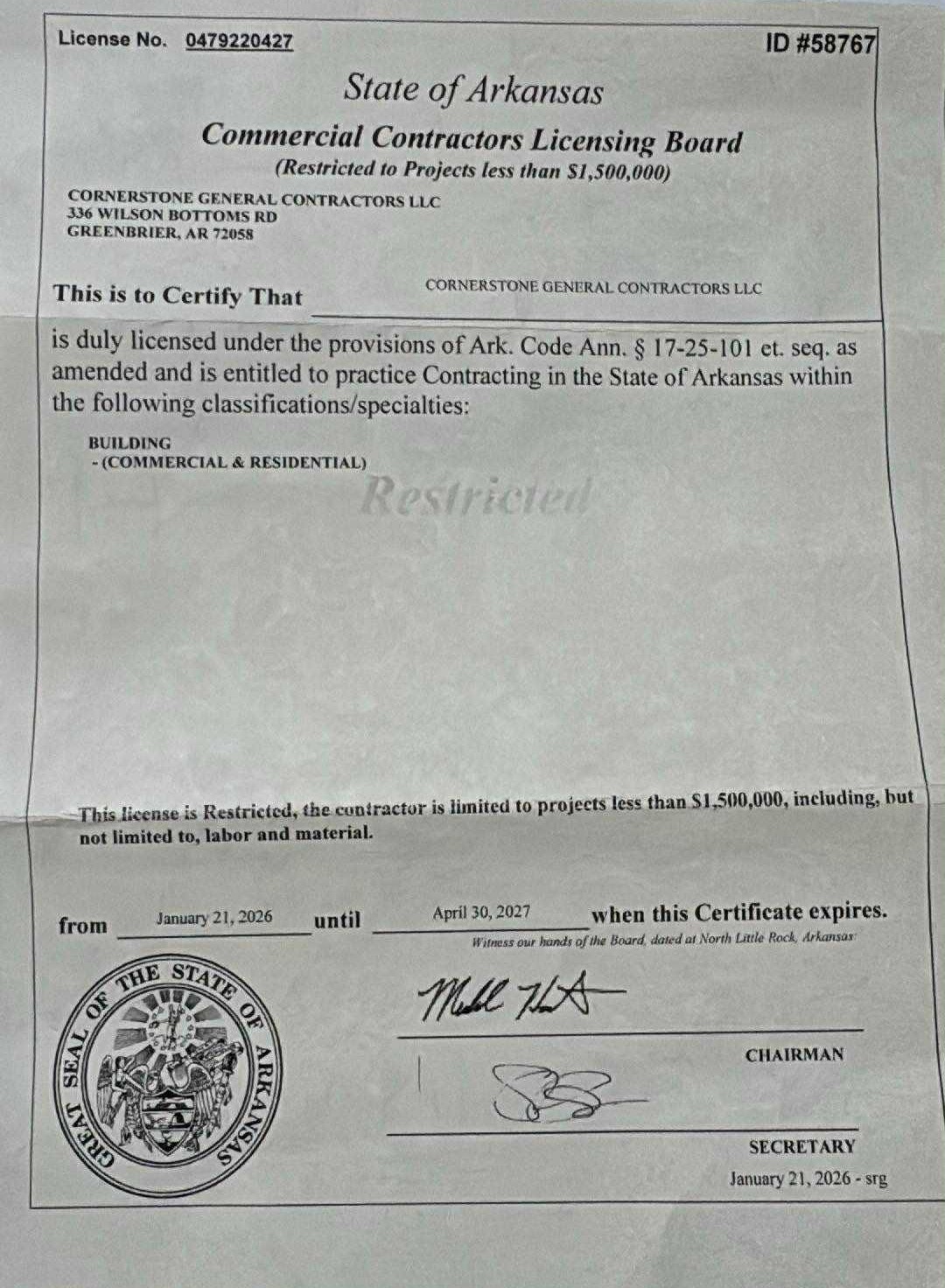 Arkansas Business License